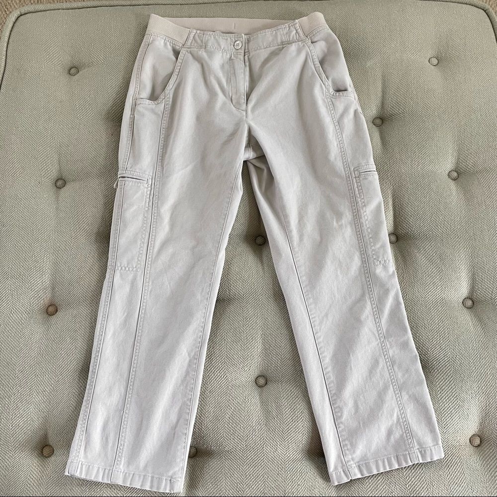 LL Bean Stone Classic Fit Knit Waist Pants 10P Petite